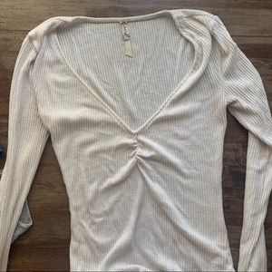 WHITE FREE PEOPLE LOW CUT BODYSUIT